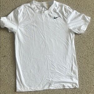 Nike White Short Sleeve Dri-FIT Crew Tee with Black Swoosh